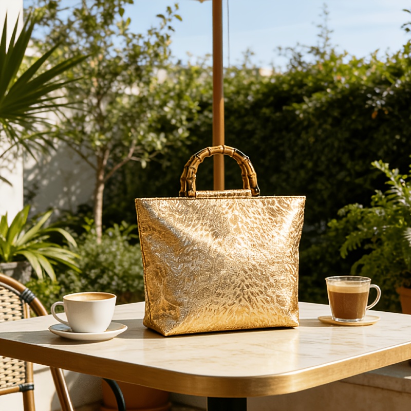Light Luxury Metallic Gold Jac - Luxury Bags Tote 评论和价格